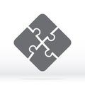Simple icon puzzles in grey. Simple icon puzzle of the four elements on gray background or your web site design, app, UI.